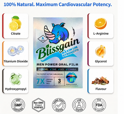 Blissgain® Sublingual Male Vitality Strips-Premium Men's Boost|100% Natural&FDA&GMP&HALAL