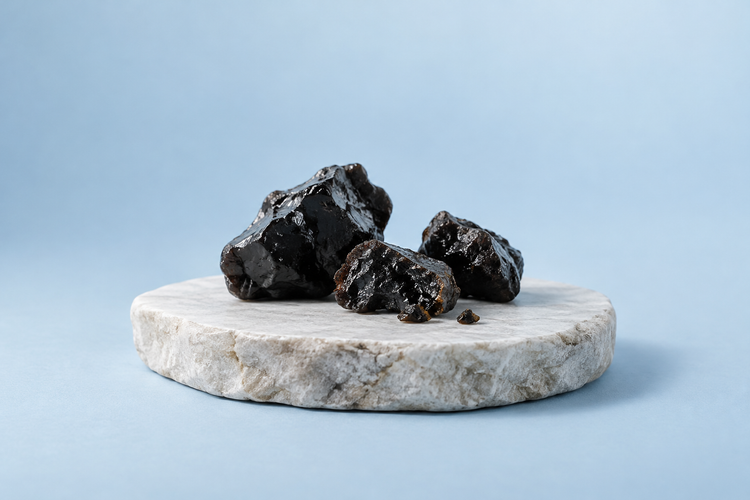 Pieces of raw shilajit resin